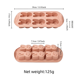 Moule en silicone à 6 cavités en forme <span class=keywords><strong>de</strong></span> lapin, antiadhésif, pour gâteaux, biscuits, <span class=keywords><strong>chocolat</strong></span>, bonbons, glaçons, cupcakes - Product Image 2