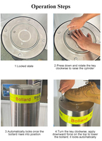 Borne de sécurité escamotable en acier inoxydable poli, verrouillable et anti-collision, pour la gestion d'accès aux parkings publics