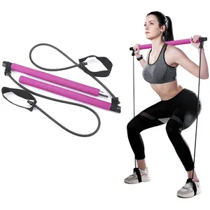 Portable Exercise Resistance Band Workout Loop Set Yoga Stick Pilates Bar