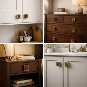Square <b>Brass</b> Cabinet Handles Traditional Kitchen Drawer <b>Knobs</b> Durable Furniture Hardware - Product Image 5