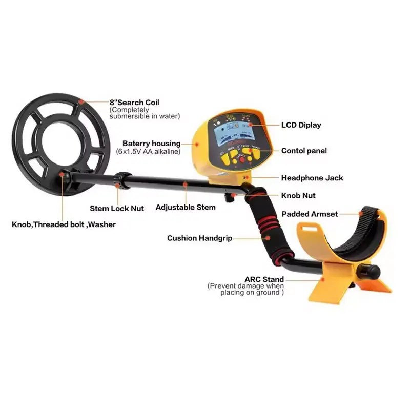 كاشف معادن MD9020C جهاز بحث عن الذهب تحت الأرض للهواة مع كاشف معادن LCD عالي الحساسية