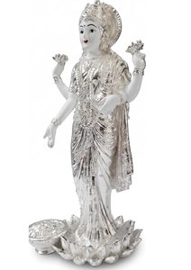 Handmade Minimalist 999 Silver Plated Goddess Dhan Lakshmi <b>Statue</b> for Diwali Puja Home Temple Decor Luxury Gift - Product Image 2