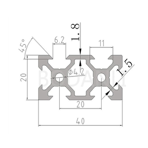 V-slot 2040 hitam Anodized aluminium profil standar EU ekstrusi 100-800mm Linear Rail untuk <span class=keywords><strong>CNC</strong></span> 3D Printer pertukangan - Product Image 5