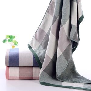 Serviette de Bain en Gaze de Coton Pur Kim Ryan 70x140cm, Motif à Carreaux, Épaisse et Absorbante, Ensemble de Serviettes pour Adultes et Usage Domestique - Product Image 3