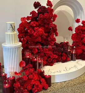 Высококачественная классическая красная искусственная Цветочная композиция Свадебный островок цветочный бегун красиво оформленный фон для мероприятий