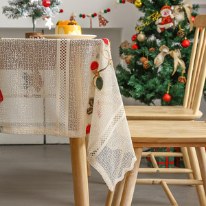 Mantel de Encaje Navideño Estilo Americano, Rojo, Decorativo, para Mesa de Comedor, Té, Eventos, Cubierta de Mesa de Alta Gama - Product Image 3