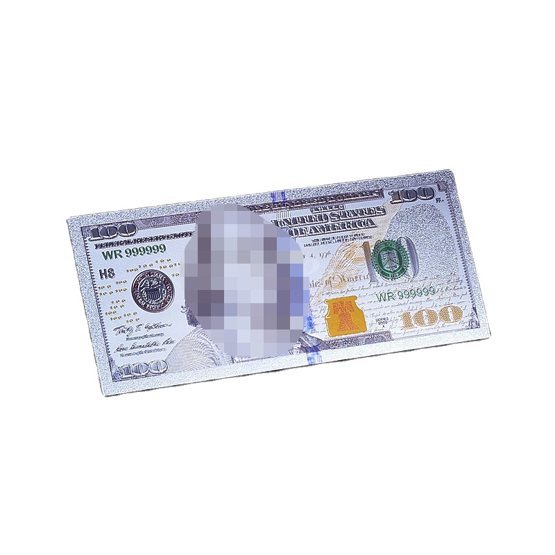 Оптовая продажа, 100 долларов, серебряная фольга для банкнот, новый дизайн, серебряная фольга для банкнот, режим настройки