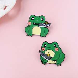 YINI Hersteller Großhandel Maßgefertigte Metall-Goldbürst-Technik Mode-Designer Frosch-Cartoon Emaille Anime Brosche Anstecknadeln - Product Image 2