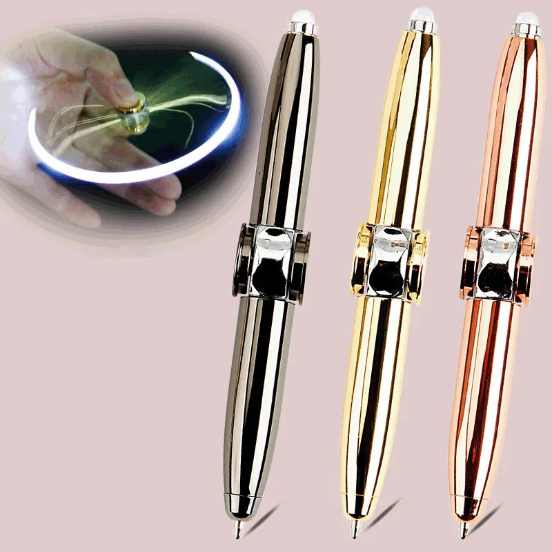 2023 Multi Functional Fingertip Gyro Pen Reduce Pressure Stylus Fidget Ballpoint Pens With Led Light