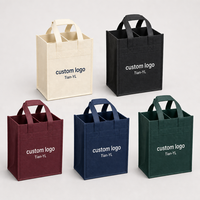 Sacs de courses réutilisables en non-tissé, porte-vin pour 4 bouteilles, sac fourre-tout personnalisé avec séparateurs et poignées courtes pour emballage cadeau de cave à vin