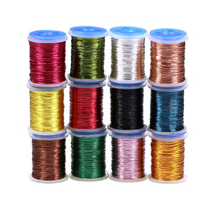 <span class=keywords><strong>Fil</strong></span> de cuivre ultra fin 0,2 mm pour la pêche à la mouche, pour larves, nymphes, streamers, brassies, brun, noir, argent, rouge, matériel pour le corps de la mouche - Product Image 1