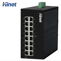 Switch PoE Industrial L2 Administrado de 16 Puertos, 16 Puertos Gigabit RJ45 de Cobre 1000/100/10M, IP40, Protección contra Sobretensiones de 40~75 6KV