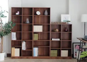 Estantes de libros abiertos de 6 rejillas de color nogal, organizador de cubos, librería de madera, almacenamiento compacto, ofertas directas de fábrica - Product Image 4