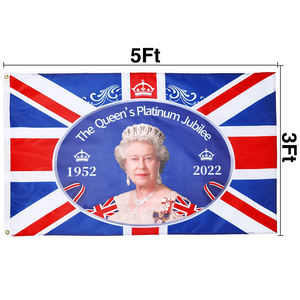 2026 3X5FT Royaume-Uni Queens Drapeau Double Face Décoration <span class=keywords><strong>Reine</strong></span> <span class=keywords><strong>Elizabeth</strong></span> ll Platine Jubilé Drapeau Pour Le Festival Britannique - Product Image 1