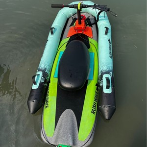 Rushwave Electric Surfboard 16in PVC <b>Inflatable</b> Watercraft For Lakes Rivers Beginner Use - Product Image 3