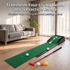 Set de Tapete de Práctica de <span class=keywords><strong>Golf</strong></span> de 2 Metros con <span class=keywords><strong>Putter</strong></span>, 3 Pelotas, Disco de Objetivo, Kit Completo para Práctica de Putting en Interiores - Product Image 4