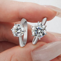 Простое Пасьянс 6 зубцами, модное 925 Серебряное кольцо 1ct vvs d moissanite, серебряные Подарочные Кольца для женщин
