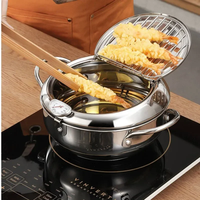 Marmite de friteuse Tempura de style japonais de 20cm, couvercle en fonte d'acier au carbone, base multicouche, design moderne