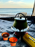 Nouvelle conception de bouilloire pliable en silicone pour l'extérieur avec alliage d'aluminium, capacité de 1 à 2 L, théière portable pour le camping et les voyages