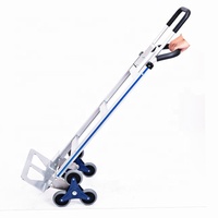 Chariot à main pliable en aluminium à six roues de haute qualité pour la montée d'escaliers, support OEM industriel, capacité de charge de 80 kg, outils de shopping