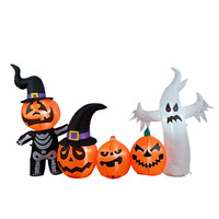 Citrouille gonflable d'Halloween en polyester, décoration de fête intérieure et extérieure, décoration de jardin, décoration de vacances