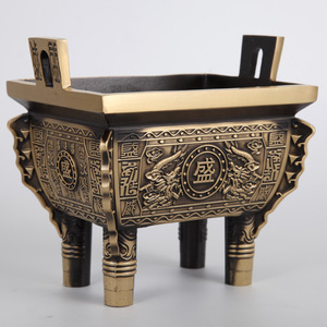 <b>Large</b> square bronze tripod ornament, perfect for office desktop decorations, incense burner, symbolizing prosperity and - Product Image 1