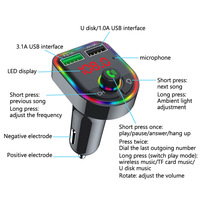 Transmisor FM para Auto con Carga Rápida USB PD de 15W, Pantalla Digital LED, Luz RGB, Llamadas Manos Libres, Reproductor MP3, Adaptador para Teléfono Móvil