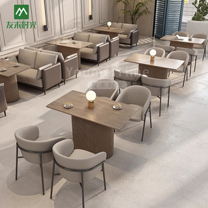 Caffè commerciale tavolo da pranzo e sedia combinazione ristorante Catering <span class=keywords><strong>Store</strong></span> personalizzato PU in pelle stand divano - Product Image 3