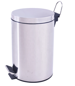 <strong>20L</strong> Round Stainless Steel Garbage Can with Removable Plastic Inner Bucket Step Pedal Dust <strong>Bin</strong> for Public Place - Product Image 1