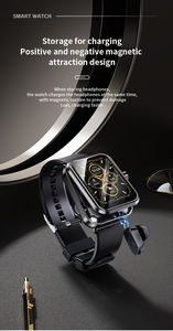 Jam tangan pintar TWS6 2 in 1, dengan Earphone 1.85 inci layar sentuh penuh warna, panggilan besar beberapa fungsi pengisian daya magnetik - Product Image 6