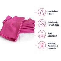 Serviette de nettoyage en verre uni en microfibre absorbant 40*40cm 300GSM chiffon d'essuyage doux sans traces pour le nettoyage des vitres de la cuisine