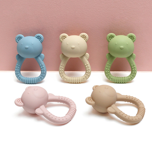 Thiết kế mới BPA-free Silicone Gấu <span class=keywords><strong>Teether</strong></span> đồ chơi phim hoạt hình động vật nhai Rattle cho 0-6 tháng trẻ sơ sinh nhẹ nhàng mọc răng đồ chơi - Product Image 6