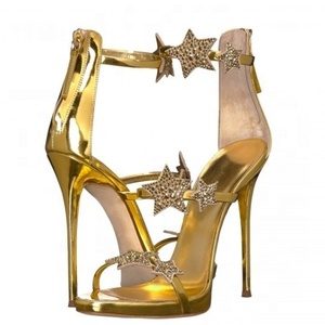 Nouveautés Sandales à talons hauts pour femmes, étoiles 3D, mini strass, chaussures d'été à talon aiguille, escarpins à bout ouvert avec talon couvert - Product Image 2