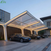 Abri de voiture en métal à structure cantilever avec membrane PVDF imperméable, design moderne Lyfe, pour stationnement de voitures