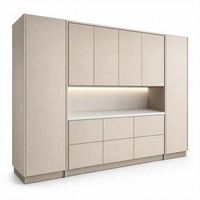 Lemari Dapur MDF Lacquer Kustom Modern Set Kabinet Seluruh Rumah Unit Pantry Tinggi