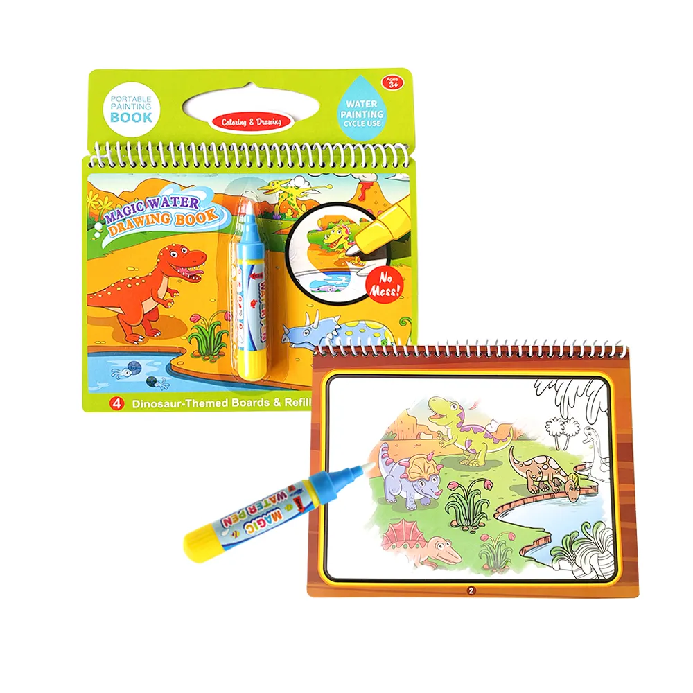 थोक उत्पाद ड्राइंग खिलौने सीखने के खिलौने रंग भरने वाली किताबें वॉटर पेंटिंग पेन के साथ जादुई रंग भरने वाली किताब