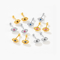 FUAMAY S925 argent Sterling simple œil mal boucle d'oreille coloré Zircon Piercing Cartilage boucles d'oreilles