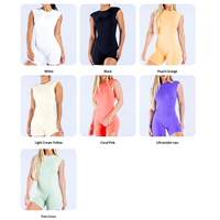 Combinaisons de sport pour femmes tendance, une pièce sans couture en Spandex/Nylon, avec short froncé aux fesses et dos nu, pour le yoga, la gym et le fitness