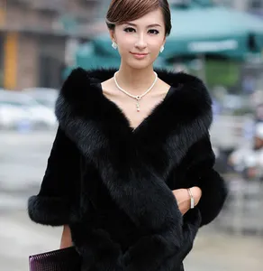 Manufacturers Luxury Winter Cape Wedding Decoration Scarves Fox Fur Ponchos Ladies Faux Fur Shawl