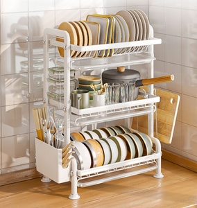 Porte-vaisselle de cuisine rectangulaire en acier inoxydable, support <span class=keywords><strong>suspendu</strong></span> réglable, poignées écologiques, paniers de <span class=keywords><strong>rangement</strong></span> tissés à la main, vente en gros - Product Image 1