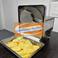 Automatische elektrische aardappel-golfvormige snijmachine, friet snijder, crinkle cutter voor aardappelen, 4-zijdige aardappelgolf snijmachine