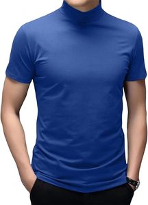 Maglietta da <span class=keywords><strong>uomo</strong></span> con LOGO personalizzato a maniche corte Basic Casual a collo alto stile aderente maglietta <span class=keywords><strong>termica</strong></span> tinta unita T-Shirt da <span class=keywords><strong>uomo</strong></span> - Product Image 3