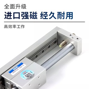 Cylindre sans tige pneumatique RMH avec coupleur magnétique Type 10/16/20/25-50X100X200X500-S Rail de guidage Piston Roulement Composants principaux - Product Image 2