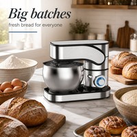 Robot pâtissier multifonction 10L 2000W avec hachoir à viande et mixeur en verre pour usage domestique et commercial, écran tactile LED, 12 vitesses