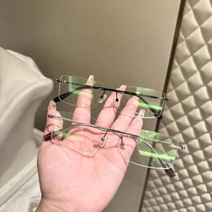 Monture de lunettes transparente sans monture, forme ovale, en titane à mémoire de forme, unisexe, verres en résine, origine Taizhou, numéro de pièce 23010 - Product Image 4