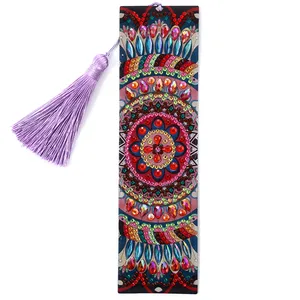 Special Shaped Diamond Painting Bookmark Diamond Embroidery Leather Bookmark Tassel Book Marks