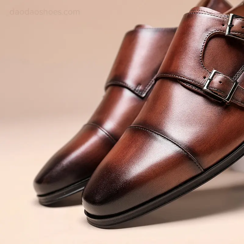 Chaussures en cuir à double sangle pour hommes, vente en gros d'usine