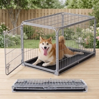 Cage pour animaux de compagnie en fer durable anti-rayures avec fermeture auto-agrippante, design pliable, plateau en plastique amovible, double loquet de sécurité, forme carrée 25