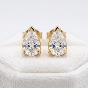 Premium Pear VVS Lab Grown Diamond Claw Prong Solitaire <b>Stud</b> Earrings Custom 14K Gold Synthetic Diamond <b>Stud</b> Earrings - Product Image 1