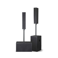 Sistema de Audio Profesional de Madera Negra con Sonido Superclaro, Diseñado con un Tweeter de Una Pulgada y Cuatro Drivers de Medios-Bajos de Cinco Pulgadas, Tipo Line Array